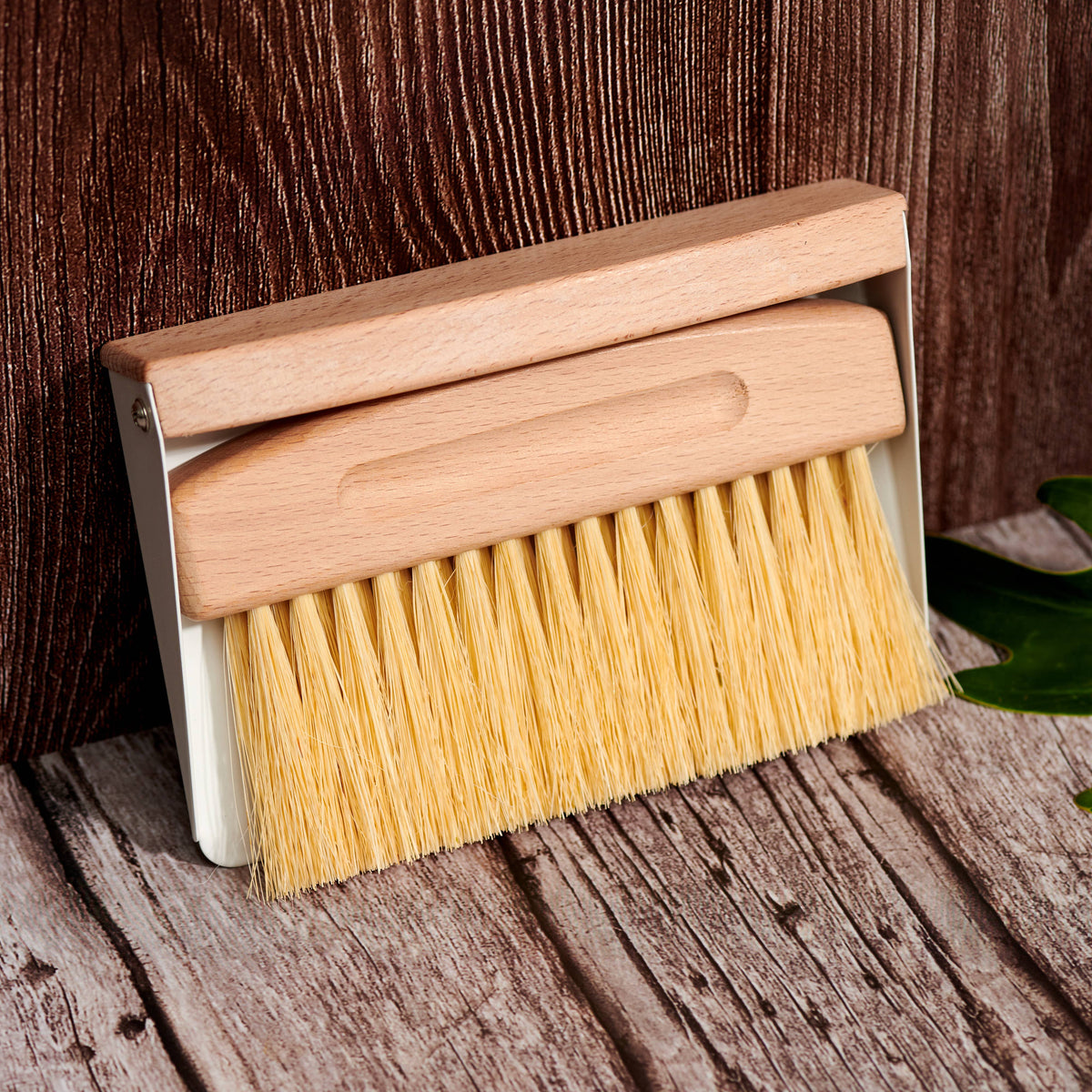 Wood Broom and Metal Dustpan Set