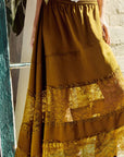 Lace Trim Asymmetrical Hem Satin Midi Skirt