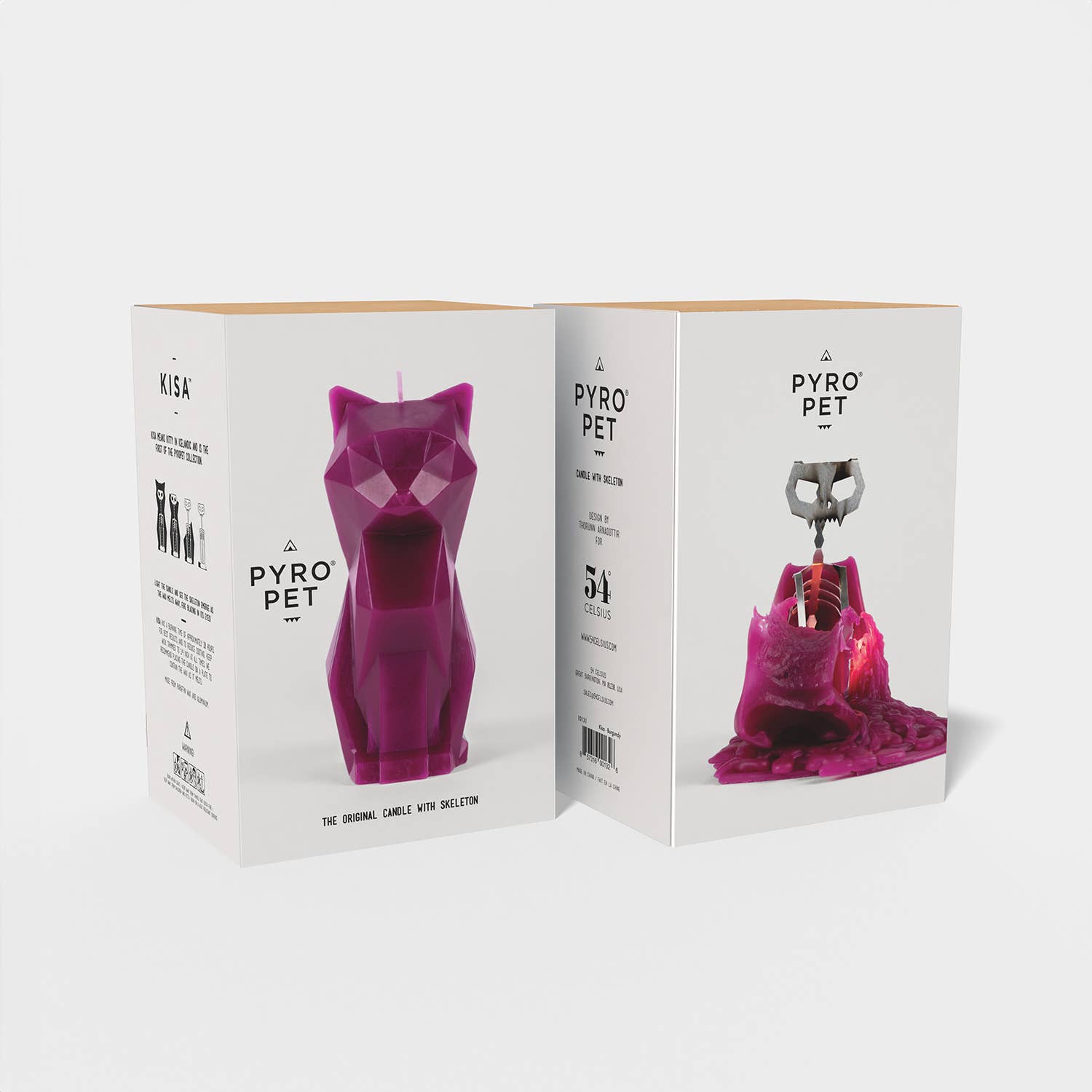 Pyropet Cat Candle with Skeleton - Red