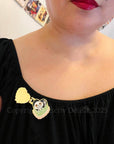 Dead Inside, glittery enamel hinge pin
