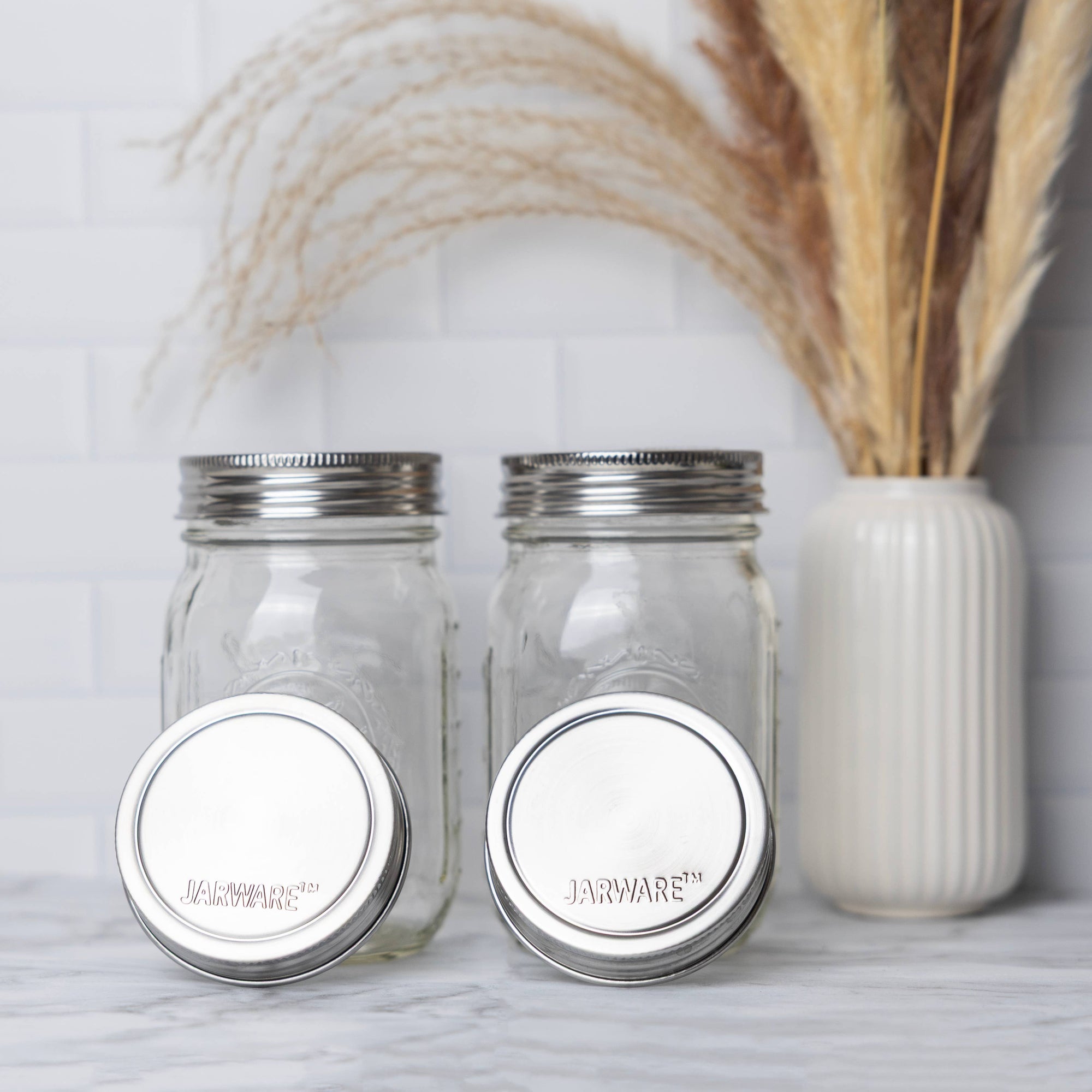 Jarware Stainless Steel Mason Jar Lids, Set of 8