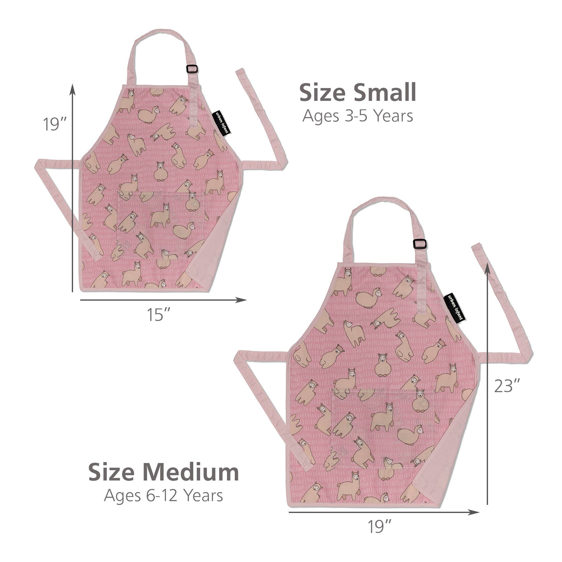 Urban Infant - Little Helper Kids Apron, Washable Cotton/Poly - Llamas