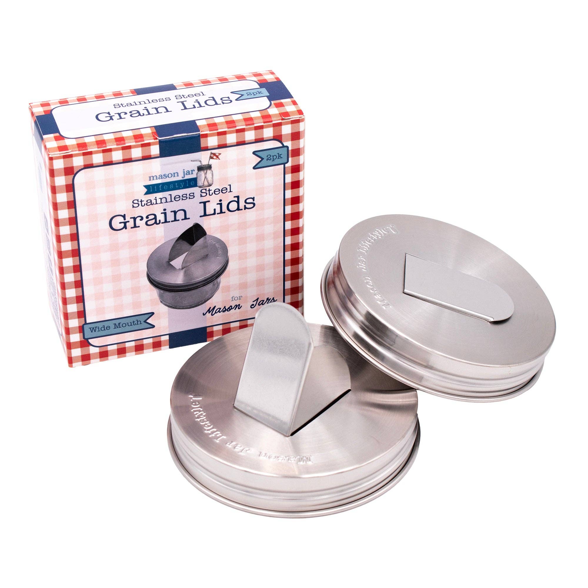 Mason Jar Lifestyle - Grain Dispenser Stainless Steel Lids for Mason Jars 2 Pack