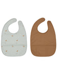 Dino Bib Set in Dusty Green and Caramel