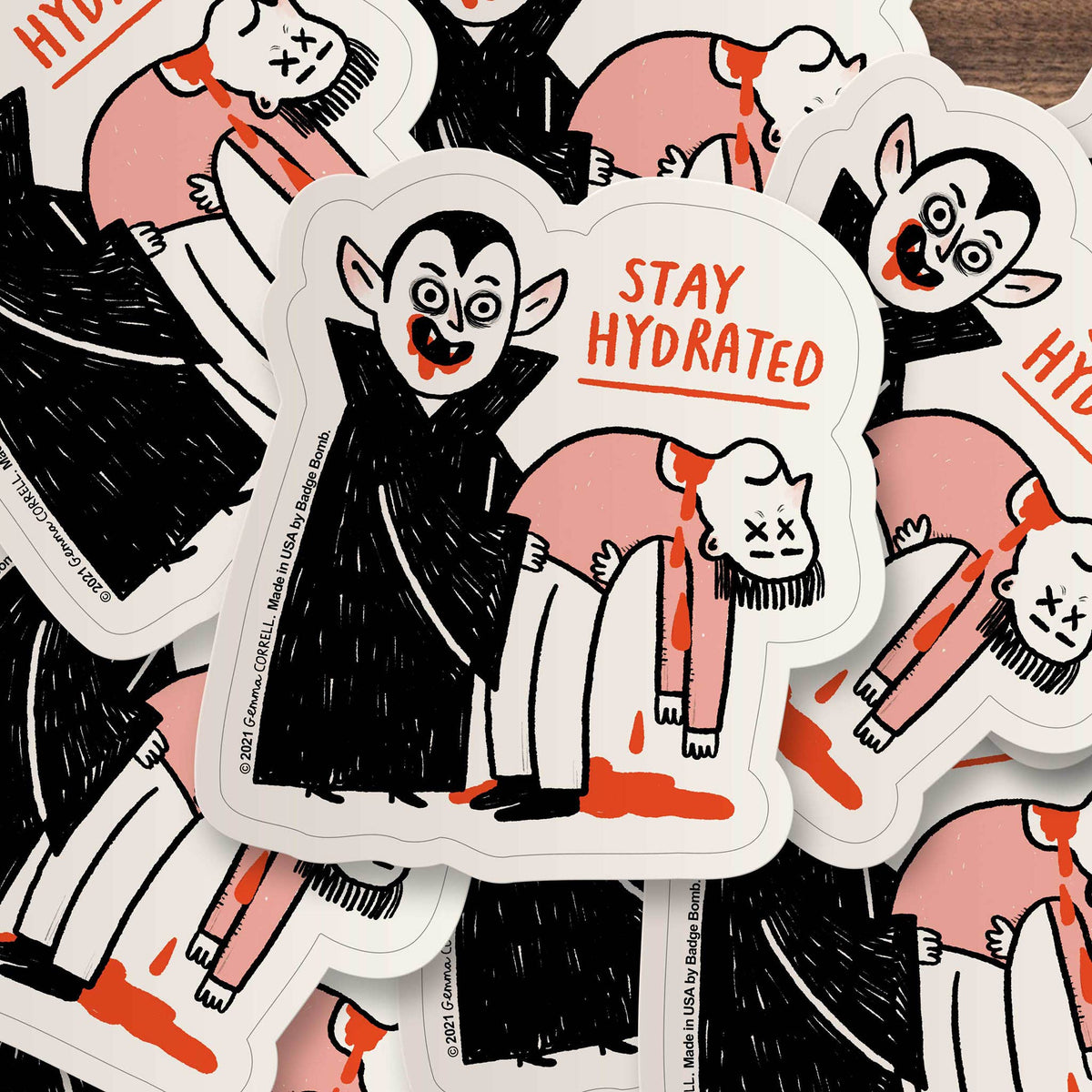 Hydrated Vampire Sticker by Gemma Correll