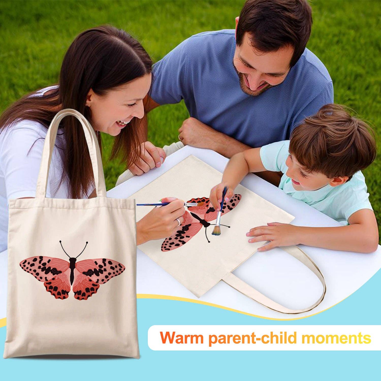 Paint Your Numbers - Blush Flutter Tote – Pink Butterfly Edition Paint by Numbers Kit