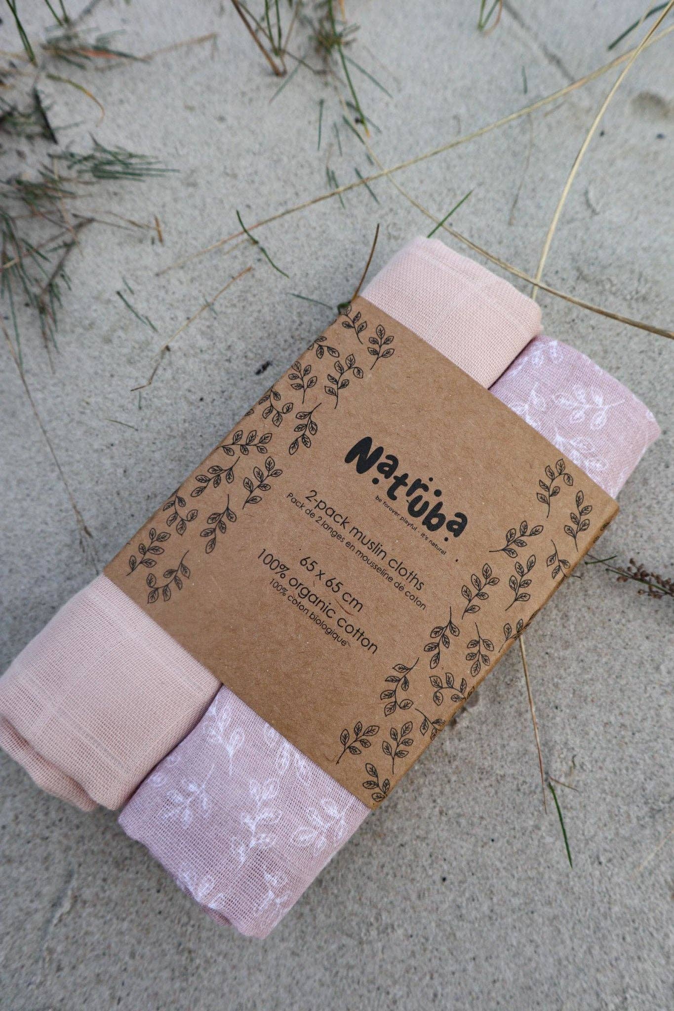 Muslin Cloth 2-pack Powder. One Leaf, One Solid