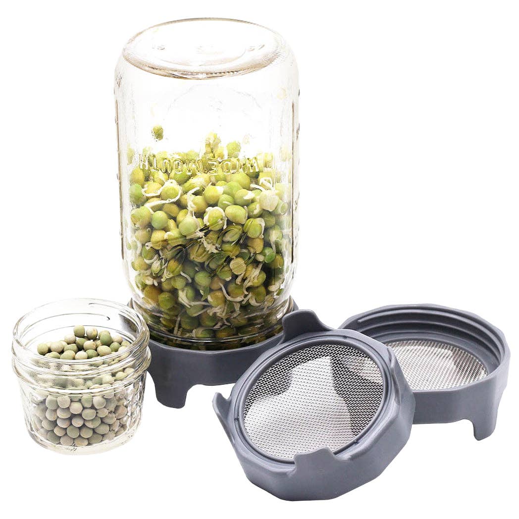 Rust Proof Sprouting Lid with Built-In Stand for Wide Mouth