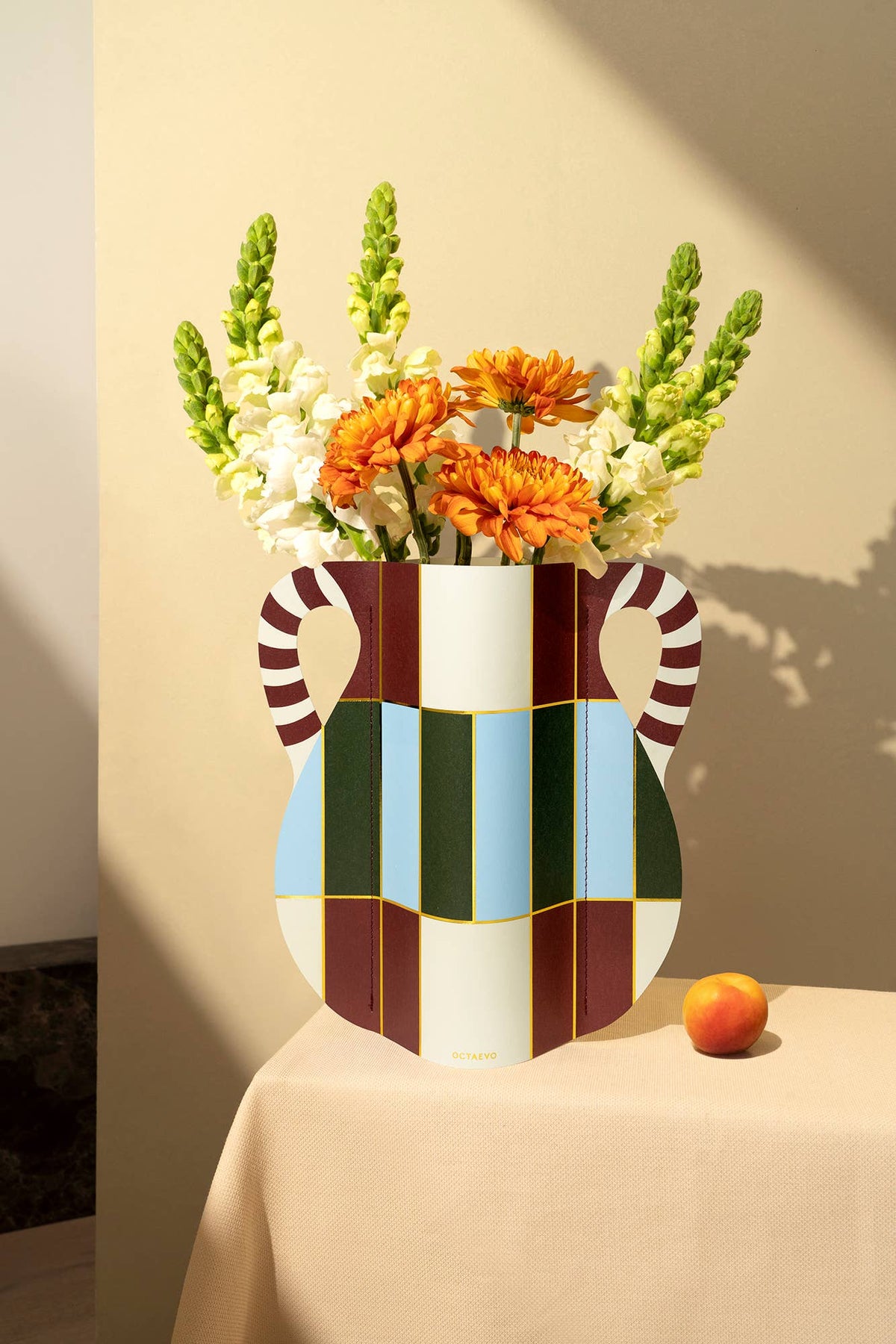 Patio Paper Vase | Burgundy, Blue &amp; Green | Fall Home Decor