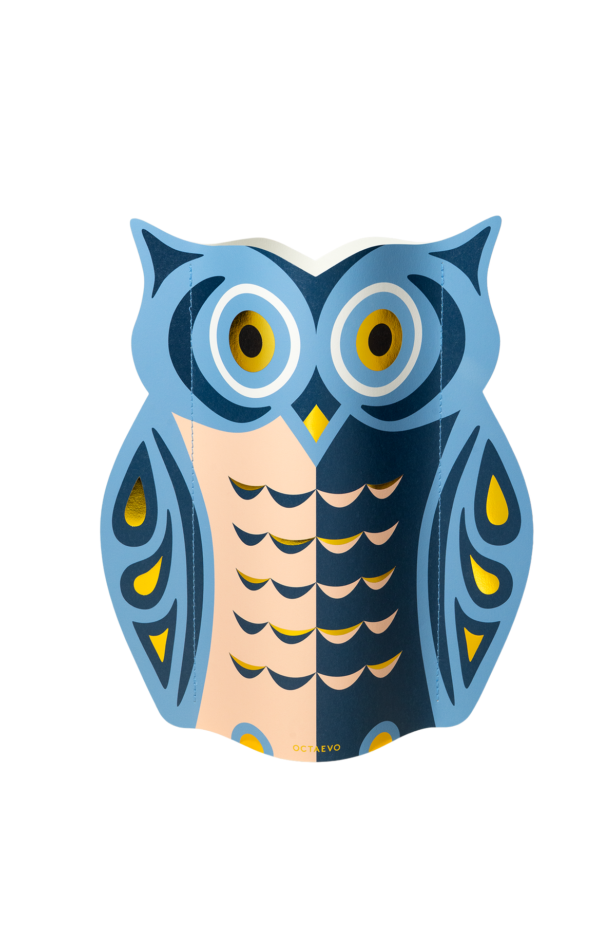 Owl Paper Vase | Blue, Peach &amp; Gold | Fall Christmas &amp; Luck