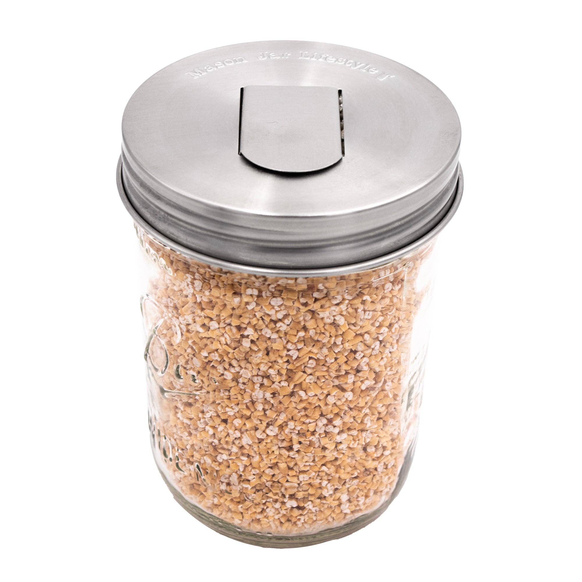 Mason Jar Lifestyle - Grain Dispenser Stainless Steel Lids for Mason Jars 2 Pack