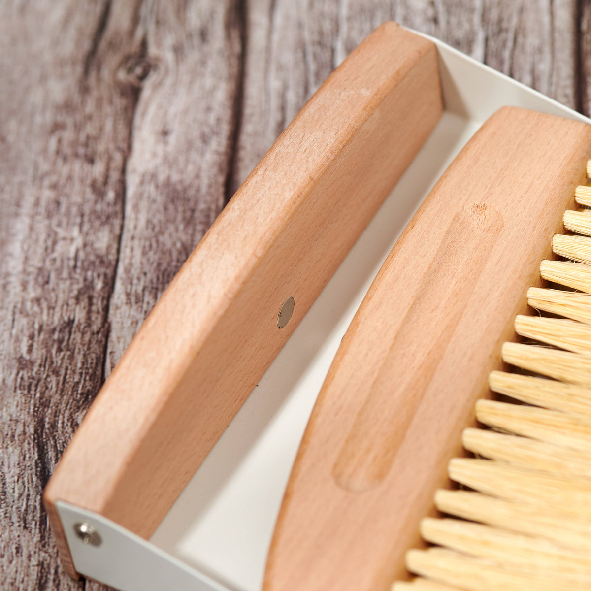Wood Broom and Metal Dustpan Set