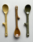 fort & field - Twig shape small handmade pottery Japanese coffee tea spoon