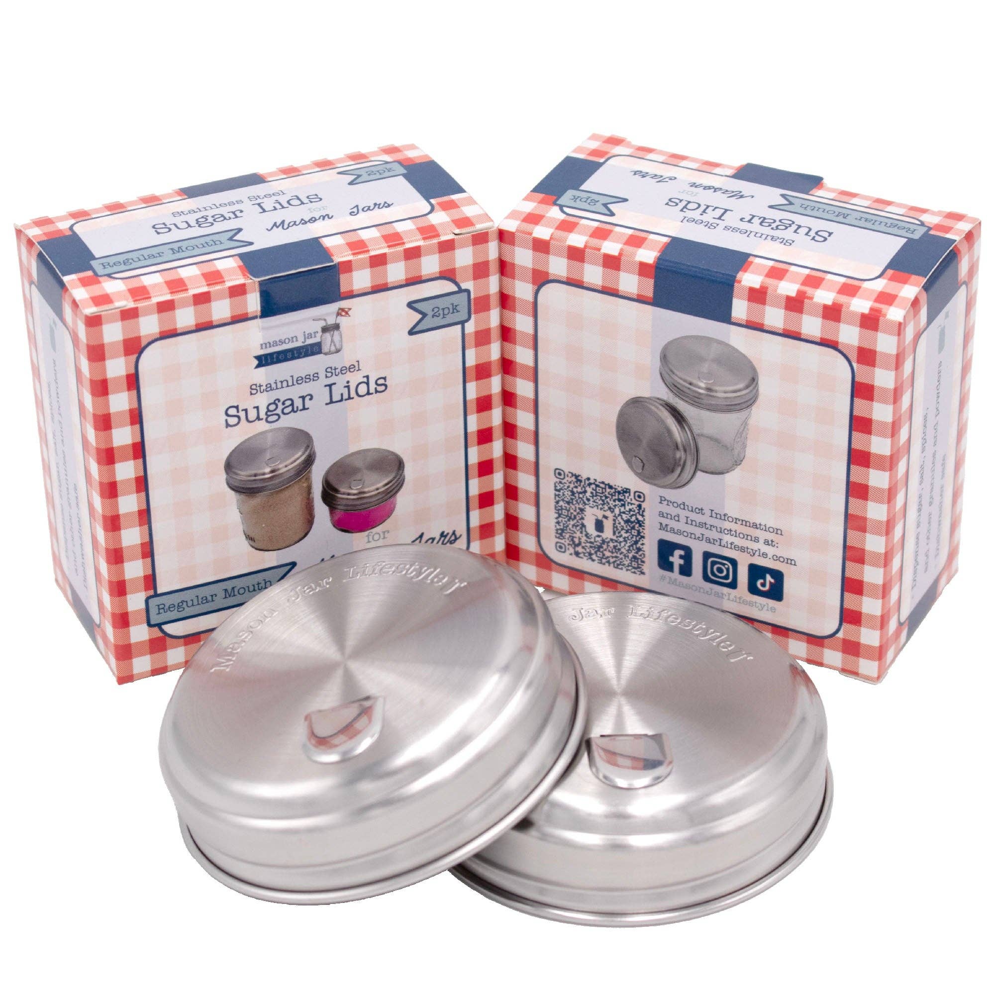 Mason Jar Lifestyle - Sugar Dispensing Stainless Steel Lids for Mason Jars 2 Pack