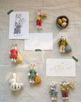Sitting Bunny with Flower Embroidery - White
