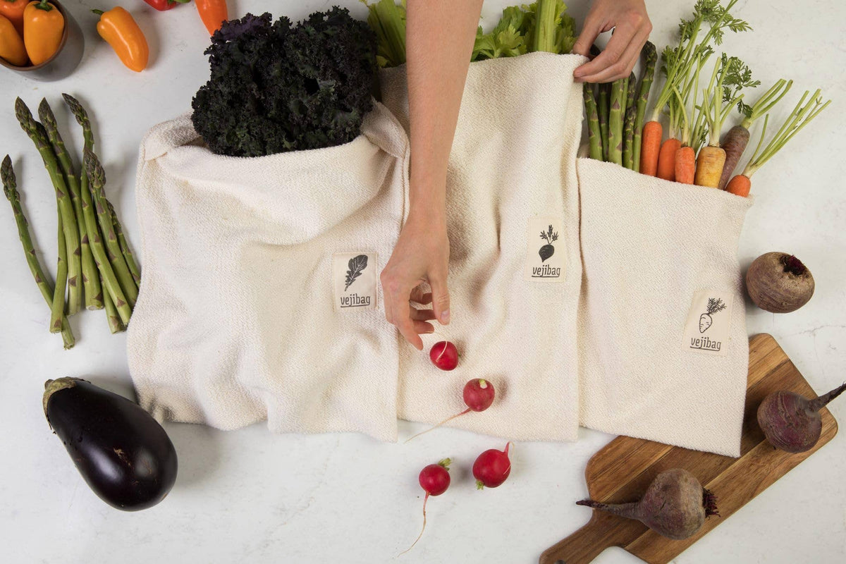 VARIETY PACK Reusable Organic Cotton Vegetable Saver Bags