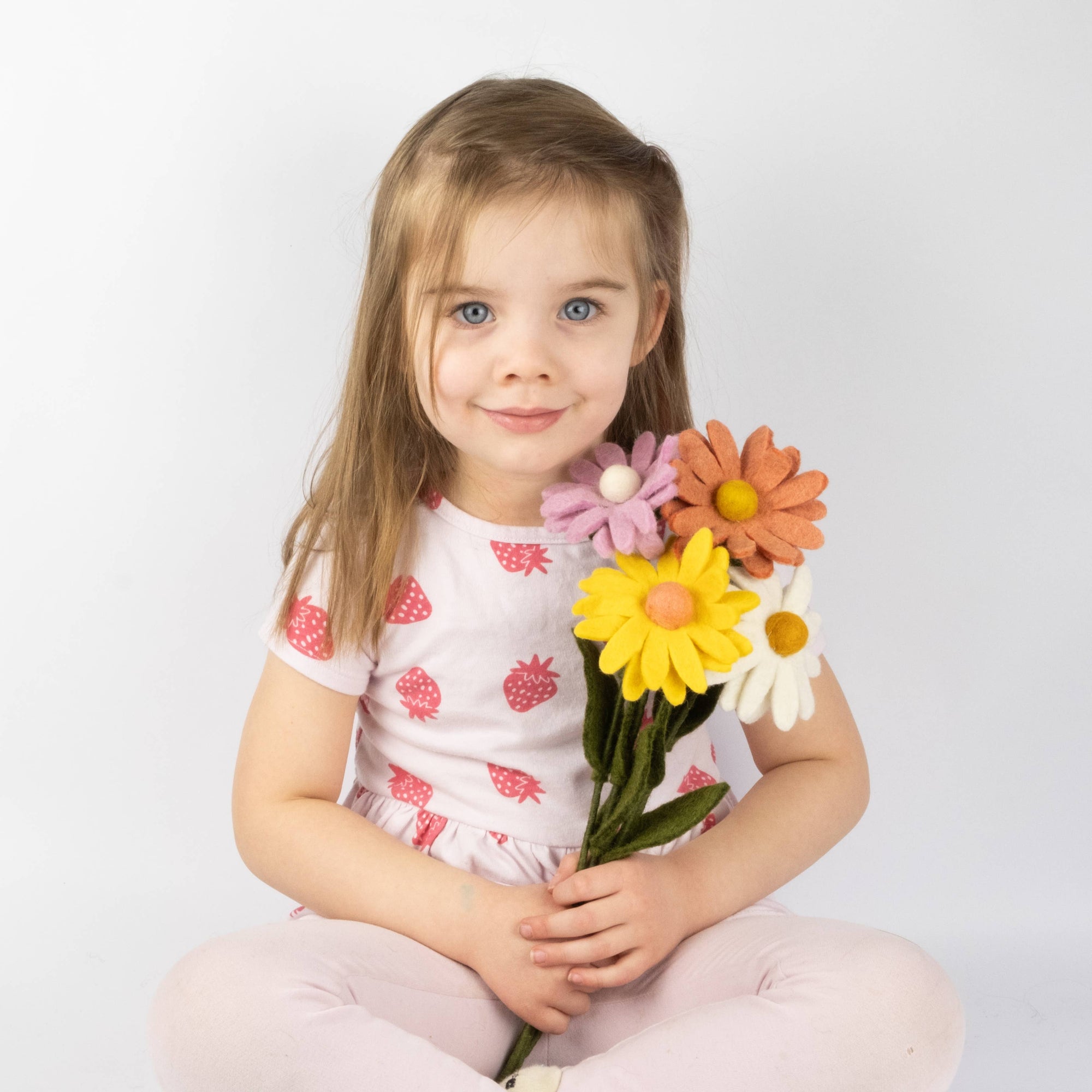 Pastel Daisy Felt Flower Stems