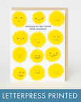 Baby Congrats Welcome Sunshine Letterpress Greeting Card by Egg Press