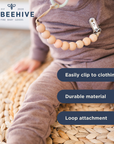 Beaded Wooden & Silicone Pacifier Clip