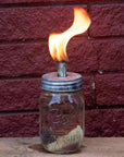 Tiki Torch Oil Lamp Lid in Galvanized Metal for Mason Jars