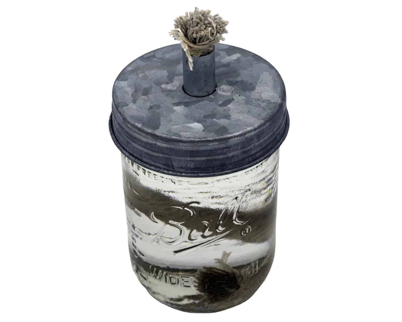 Tiki Torch Oil Lamp Lid in Galvanized Metal for Mason Jars