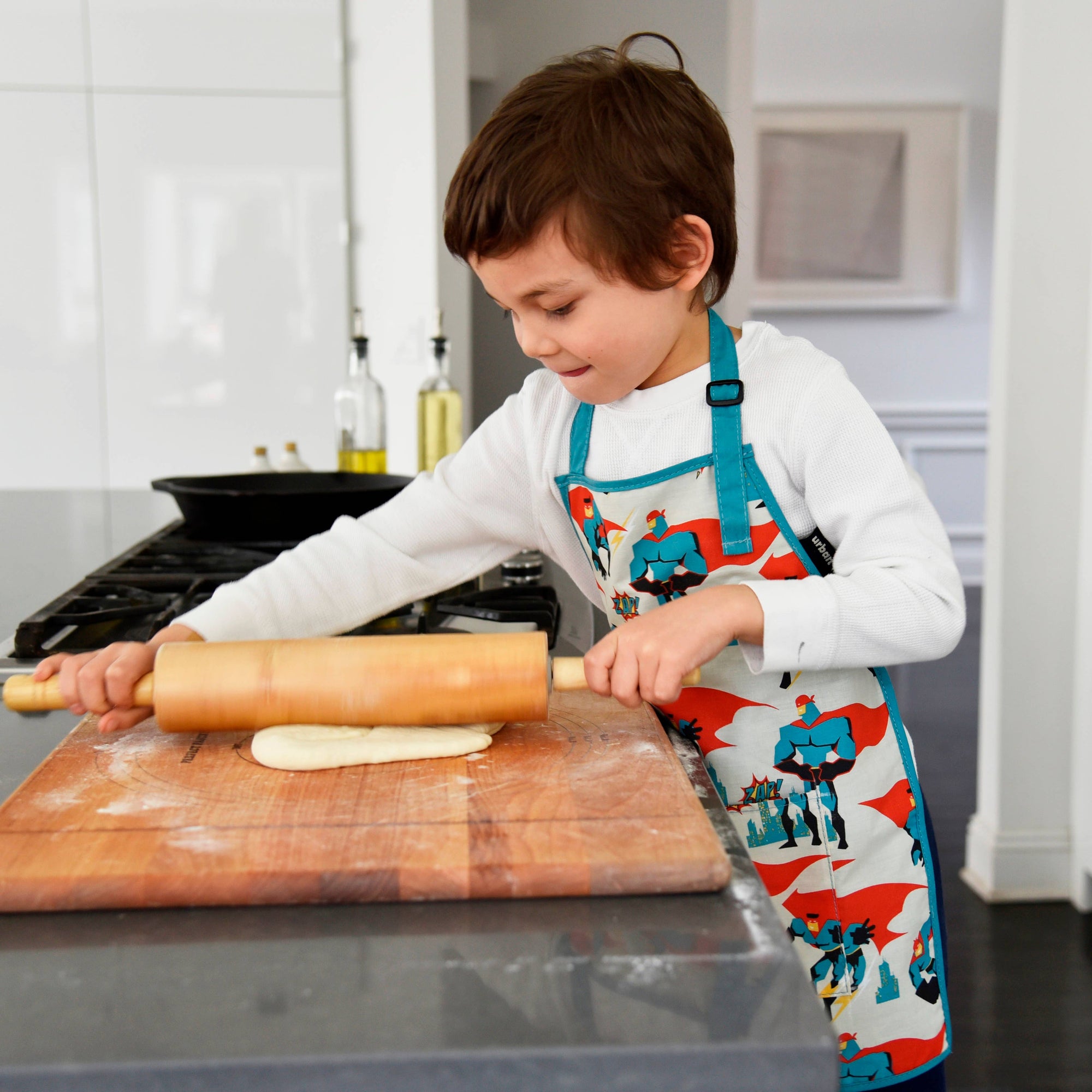 Urban Infant - Little Helper Kids Apron, Washable Cotton/Poly - Traffic