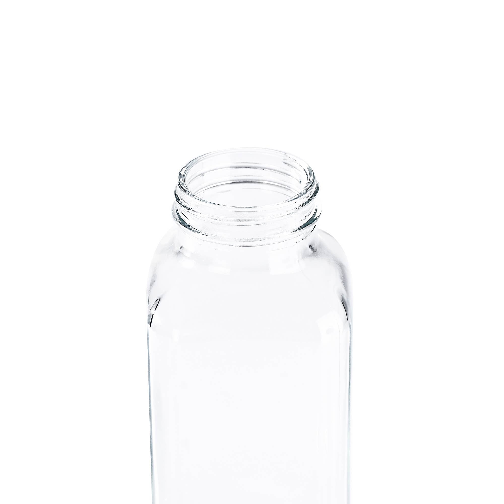 Fox Run Square Glass Milk Bottle, Leaf-Proof 16.9 oz
