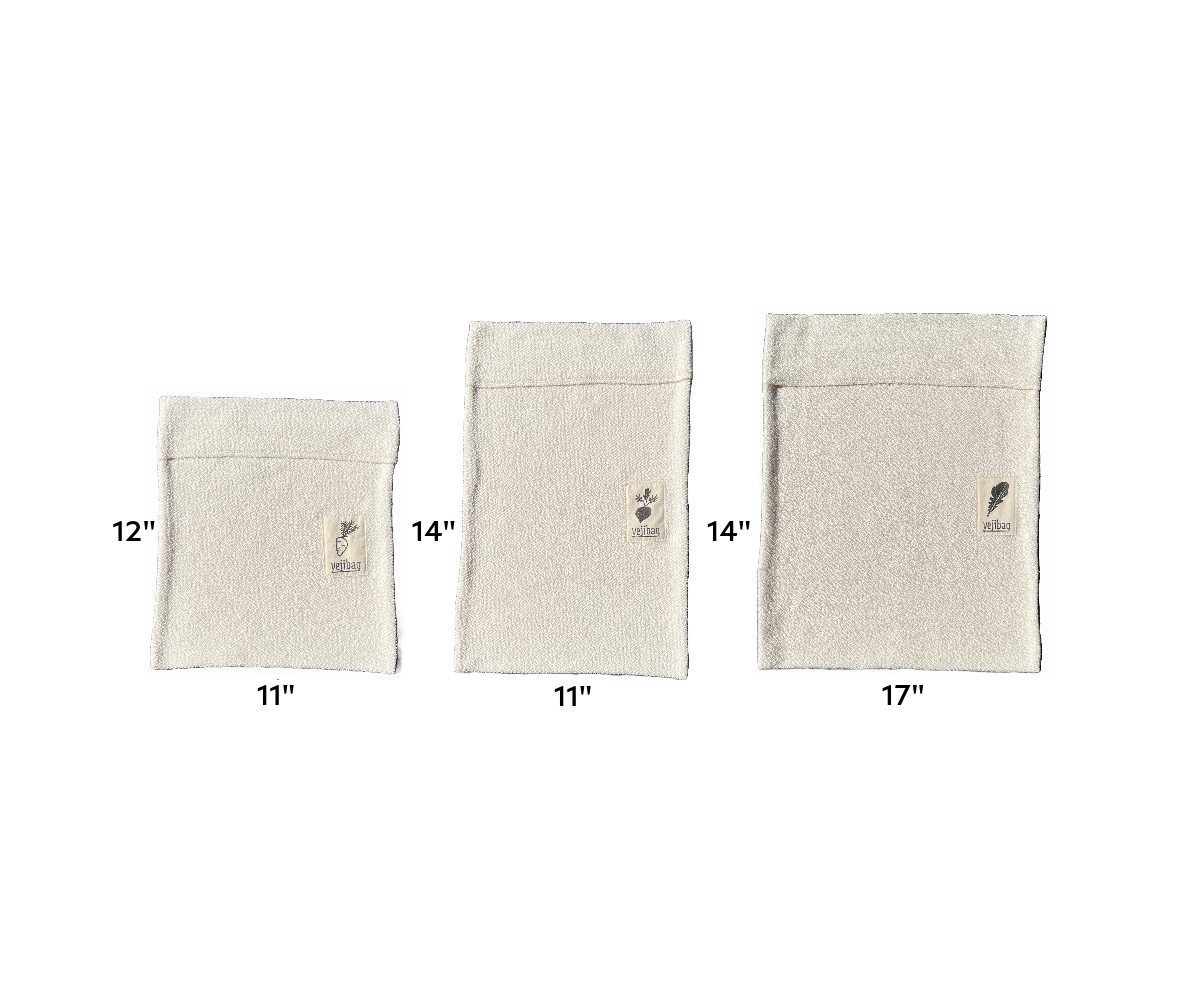 VARIETY PACK Reusable Organic Cotton Vegetable Saver Bags