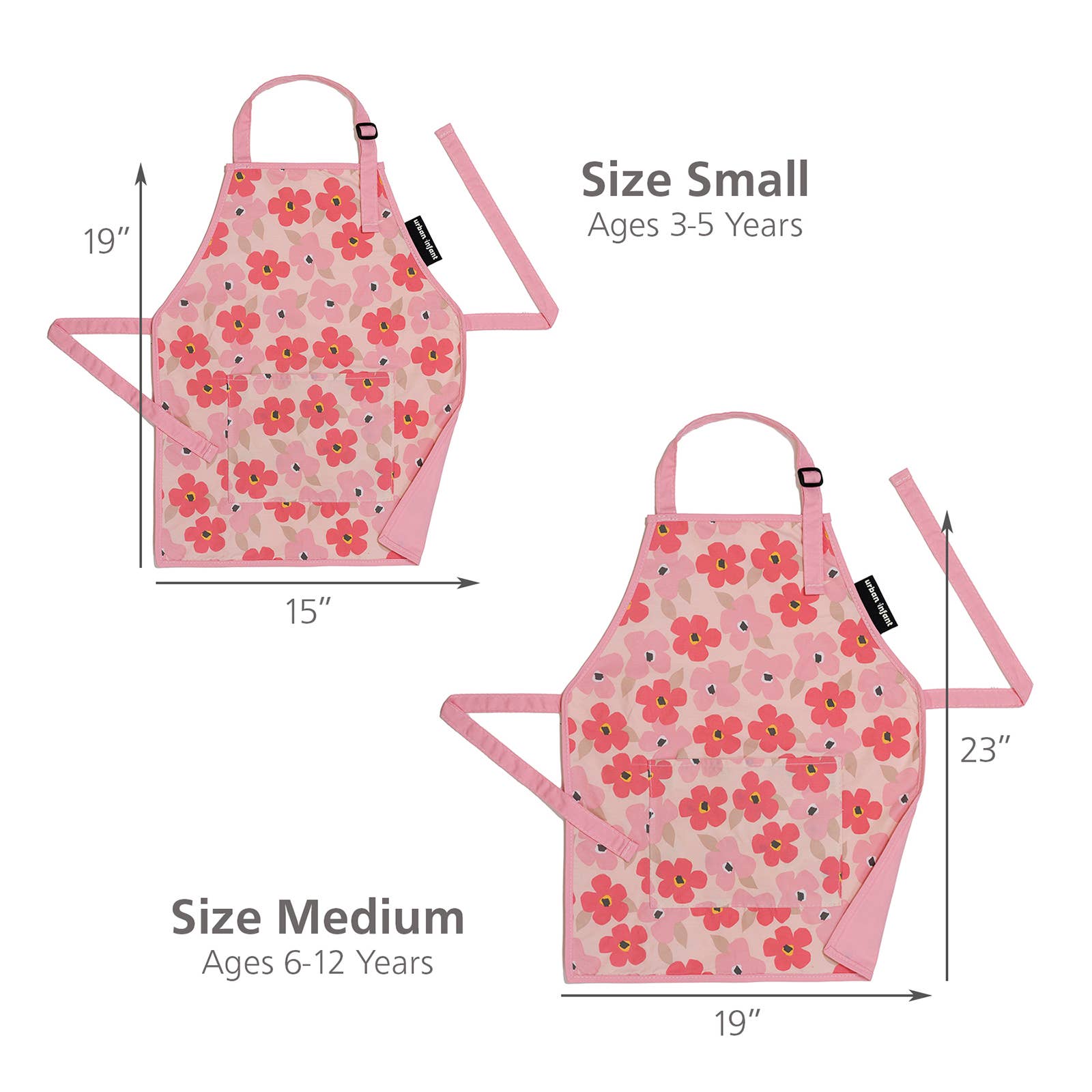 Urban Infant - Little Helper Kids Apron, Washable Cotton/Poly - Poppies