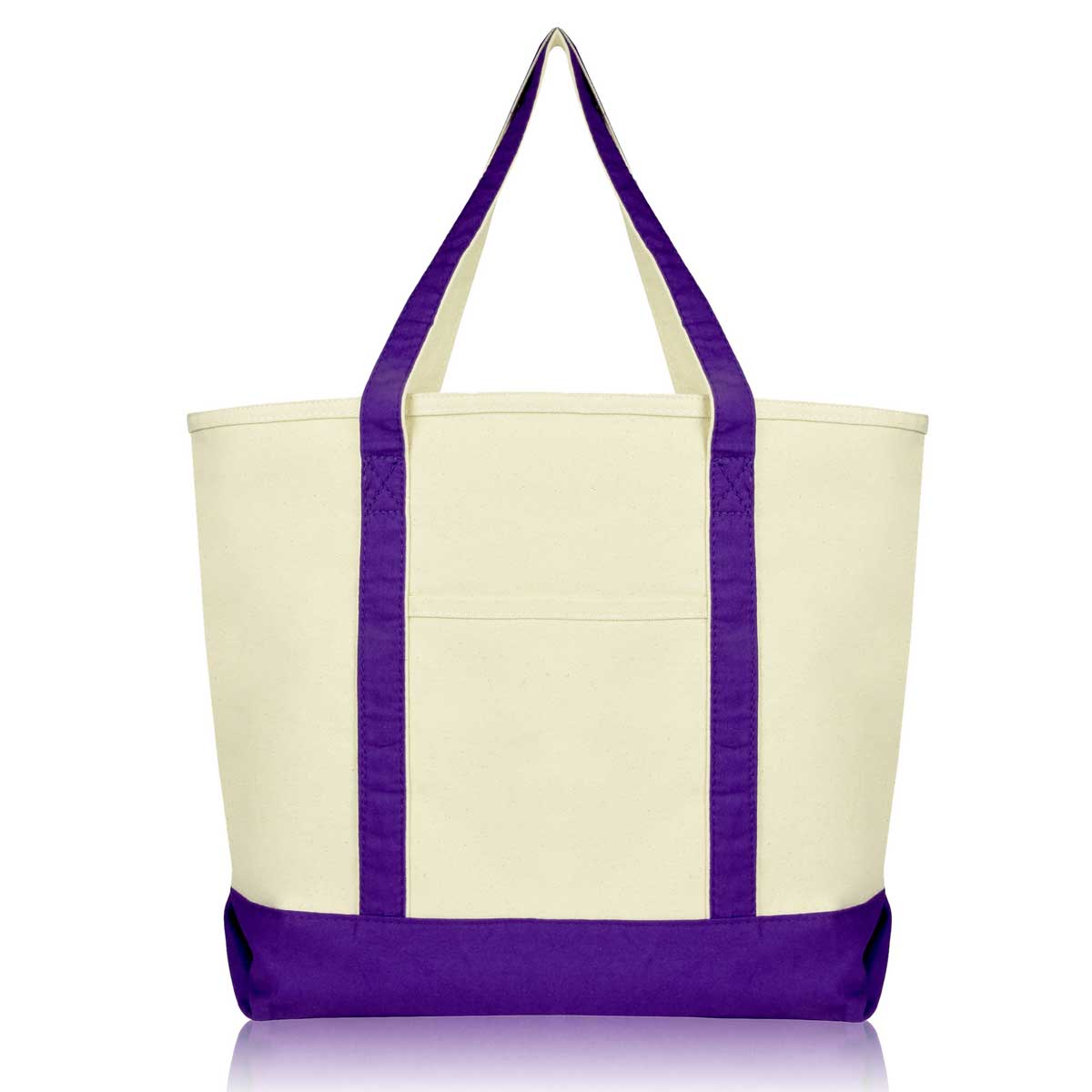 Cotton Canvas Tote Bag (Zippered Top)