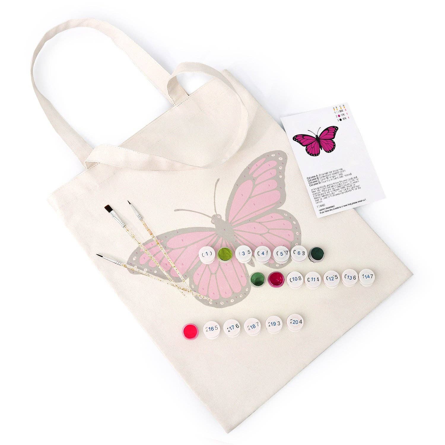 Paint Your Numbers - Pink Flutter Tote Paint by Numbers Kit