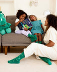 Kids Socks that Give Books (Green Dinosaurs)