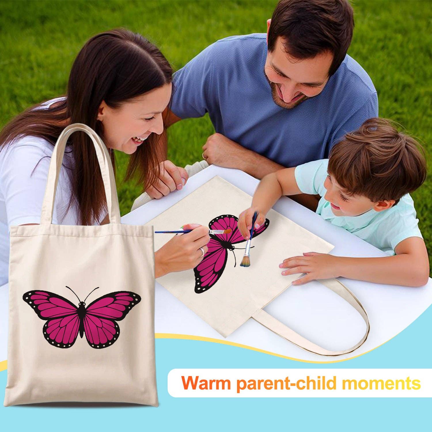 Paint Your Numbers - Pink Flutter Tote Paint by Numbers Kit