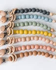 Silicone Bead & Wood Ring Pacifier Clip