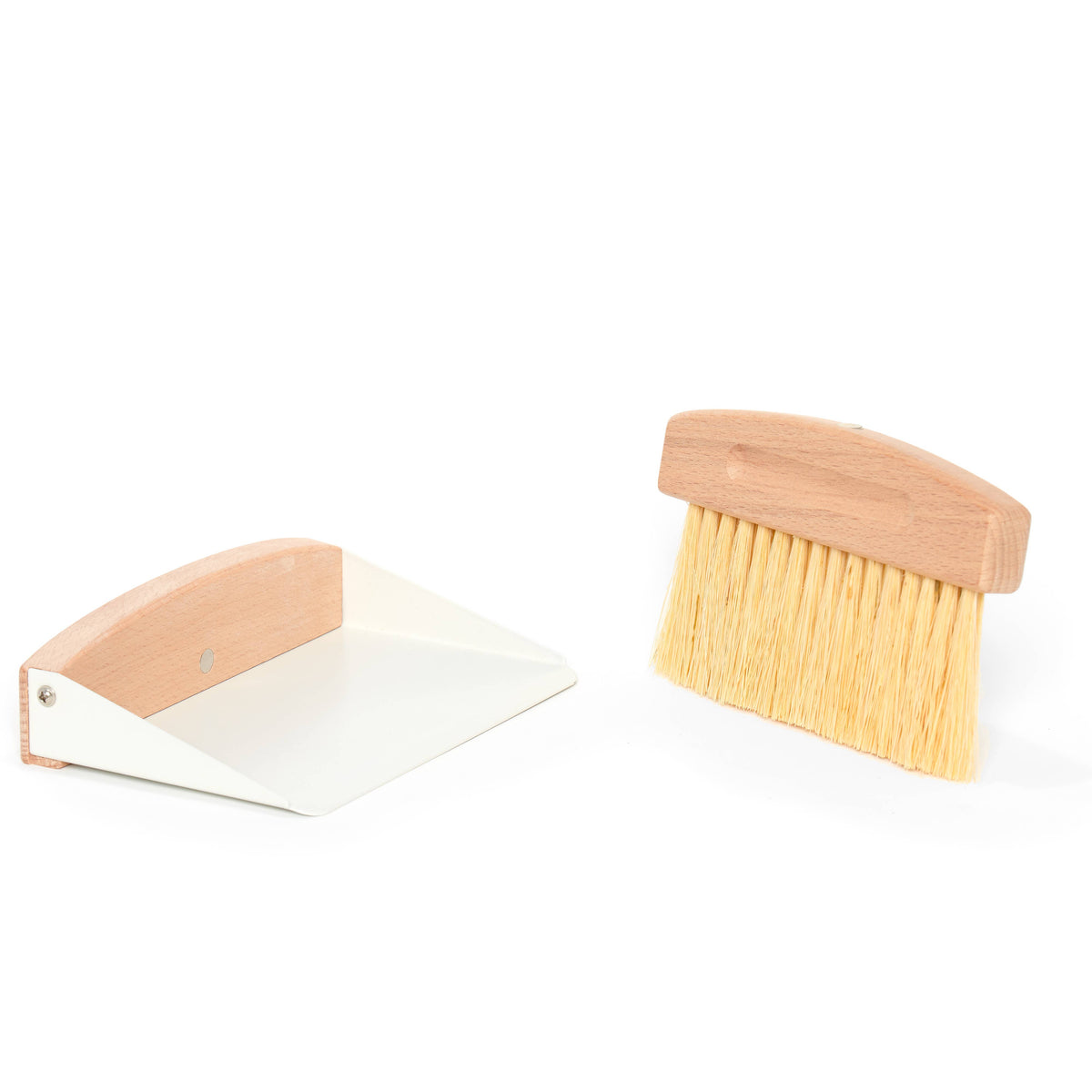 Wood Broom and Metal Dustpan Set
