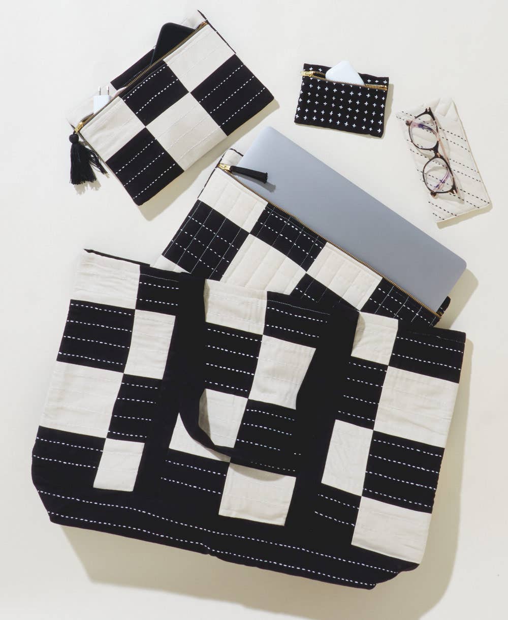 Checkered Canvas Tote Bag