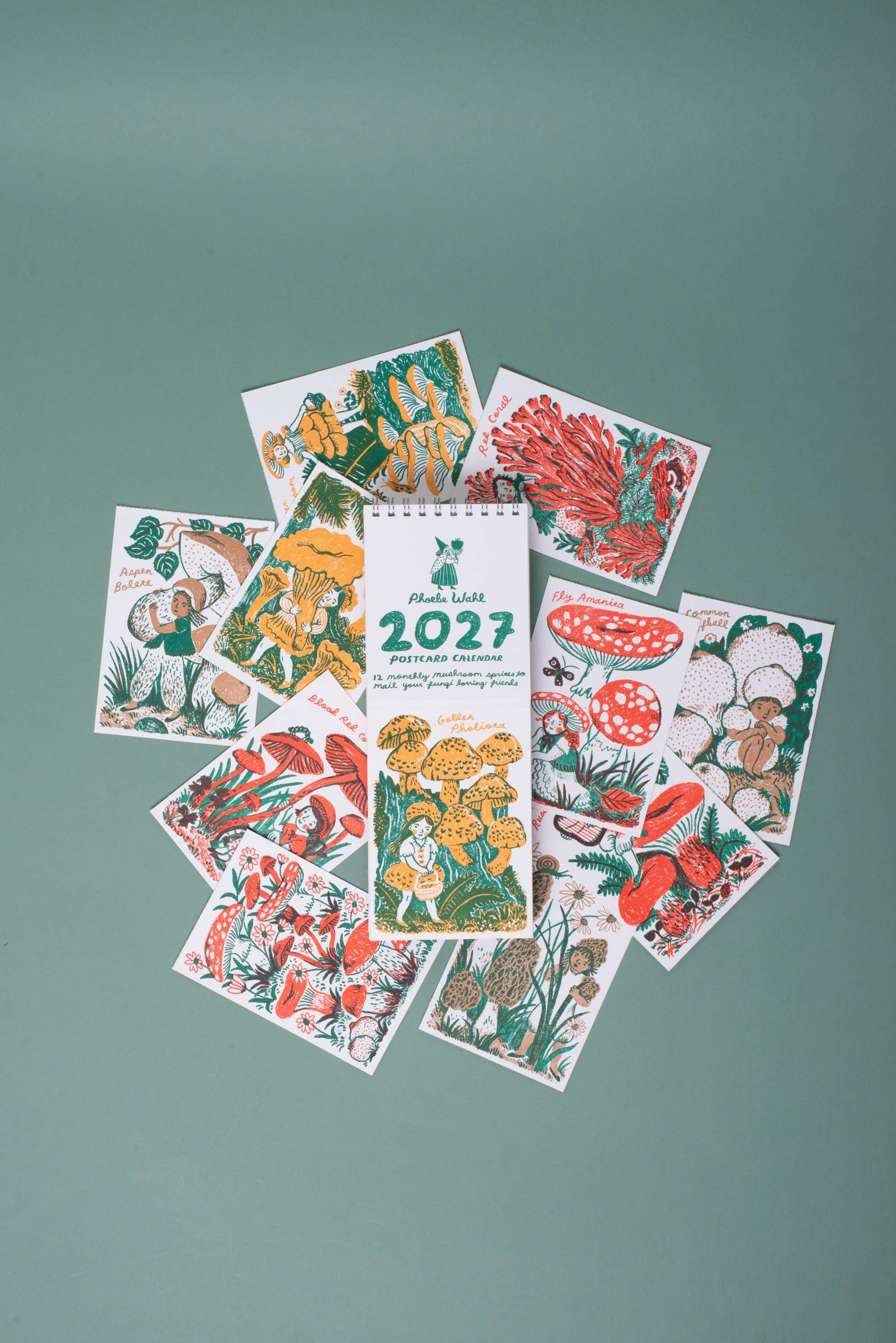 2027 Gnomes &amp; Mushrooms Postcard Wall Calendar Phoebe Wahl