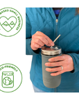 Long Thin Bent Stainless Steel Straw for Quart Mason Jars