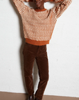 Ladies Swirl Print Knit Sweater