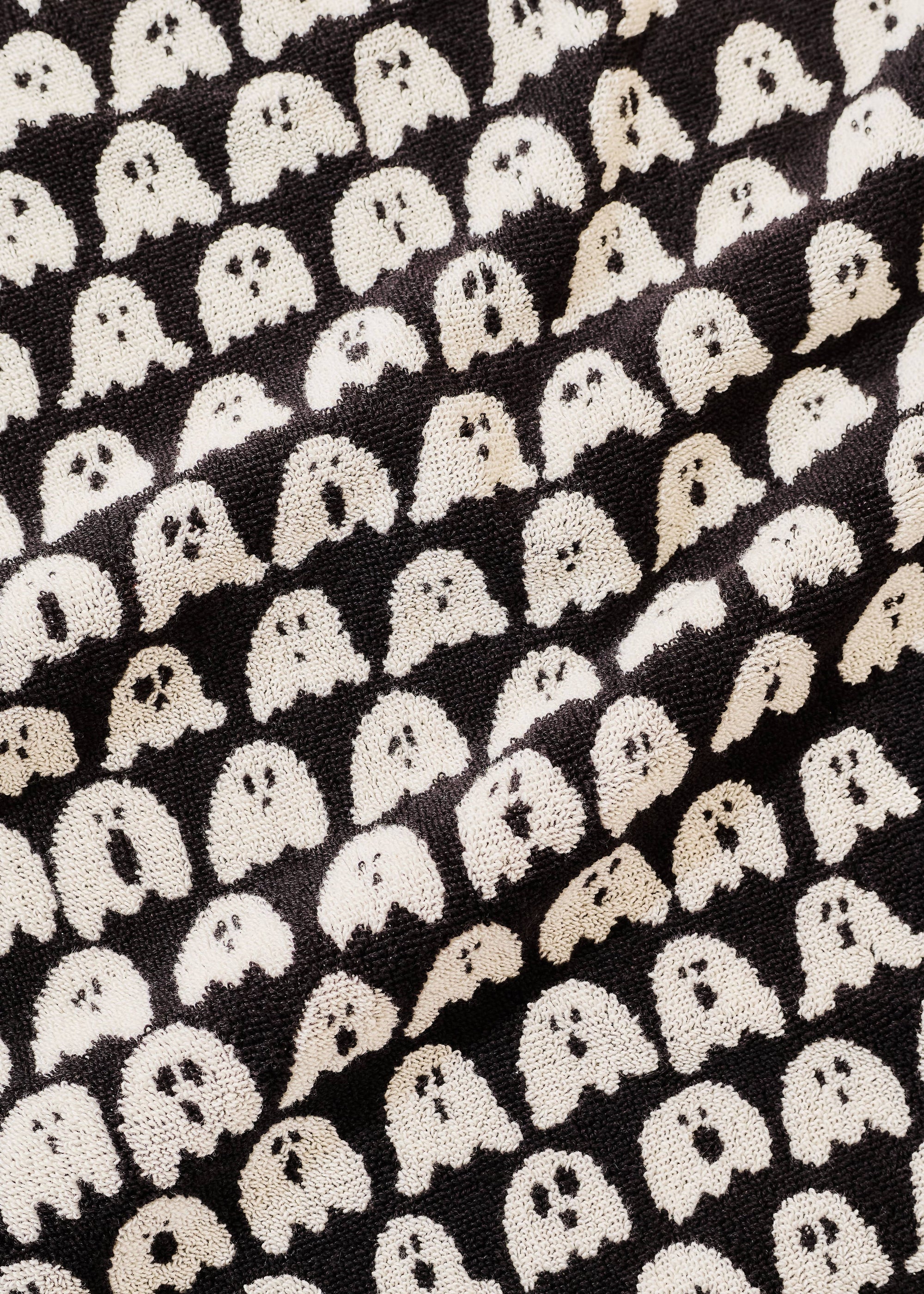 Ghost Spooky Cute Black and White Terry Cloth Hand Towel