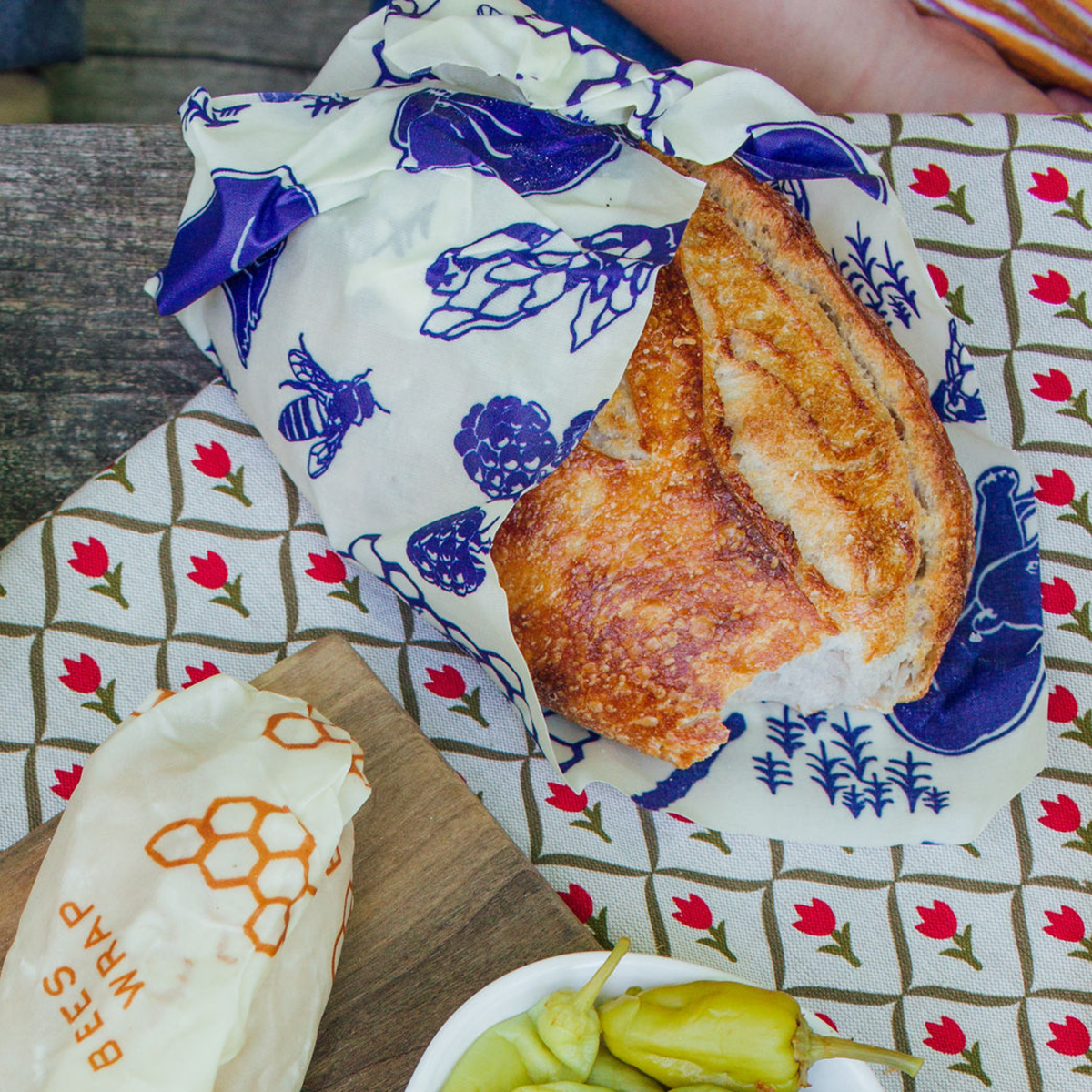 Bees Wrap Beeswax Reusable Bread Wrap - Bees &amp; Bears Print