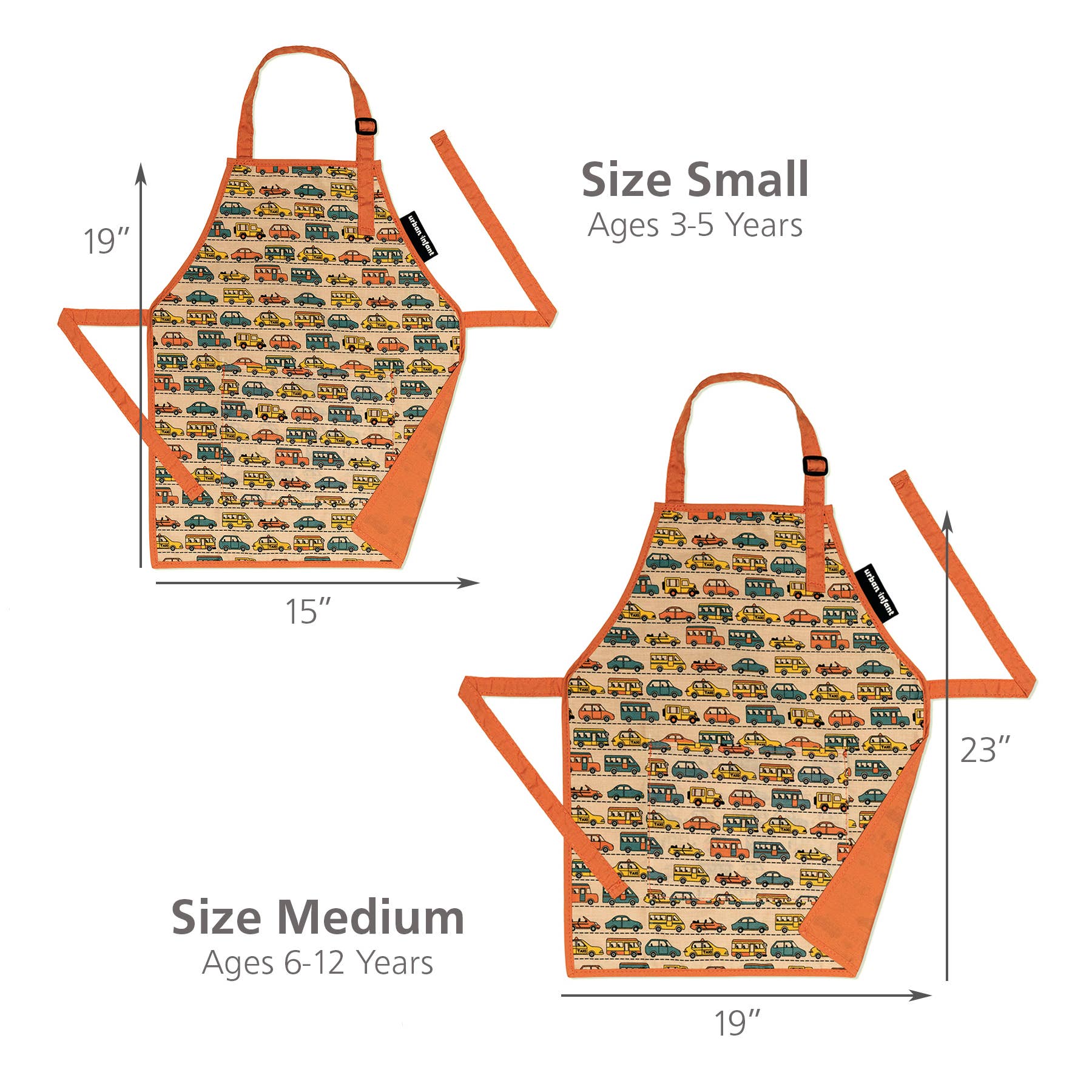 Urban Infant - Little Helper Kids Apron, Washable Cotton/Poly - Traffic