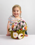 Easter Decor - Felt Easter Basket with Daisies and Ladybugs