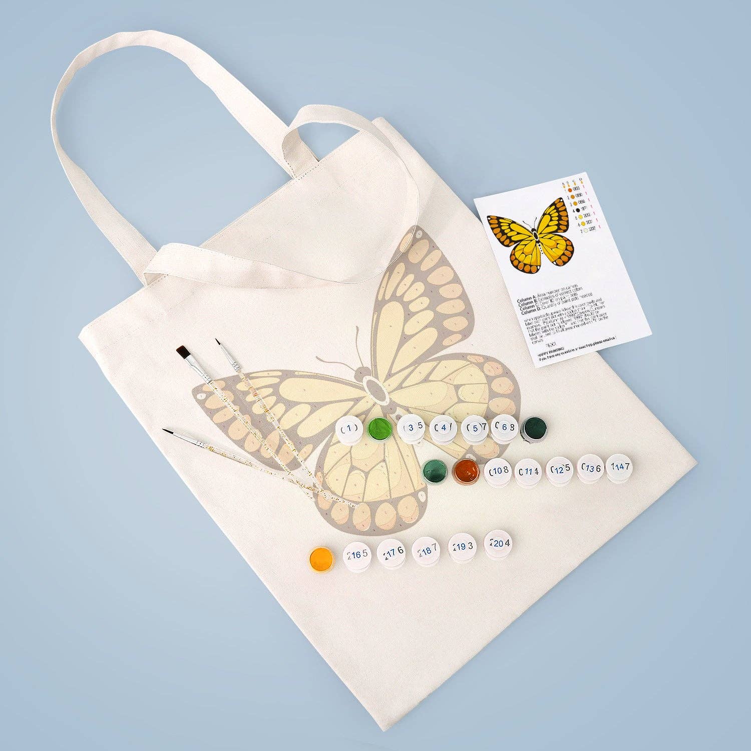 Paint Your Numbers - Golden Monarch Tote – Sunset Butterfly Edition Paint by Numbers Kit