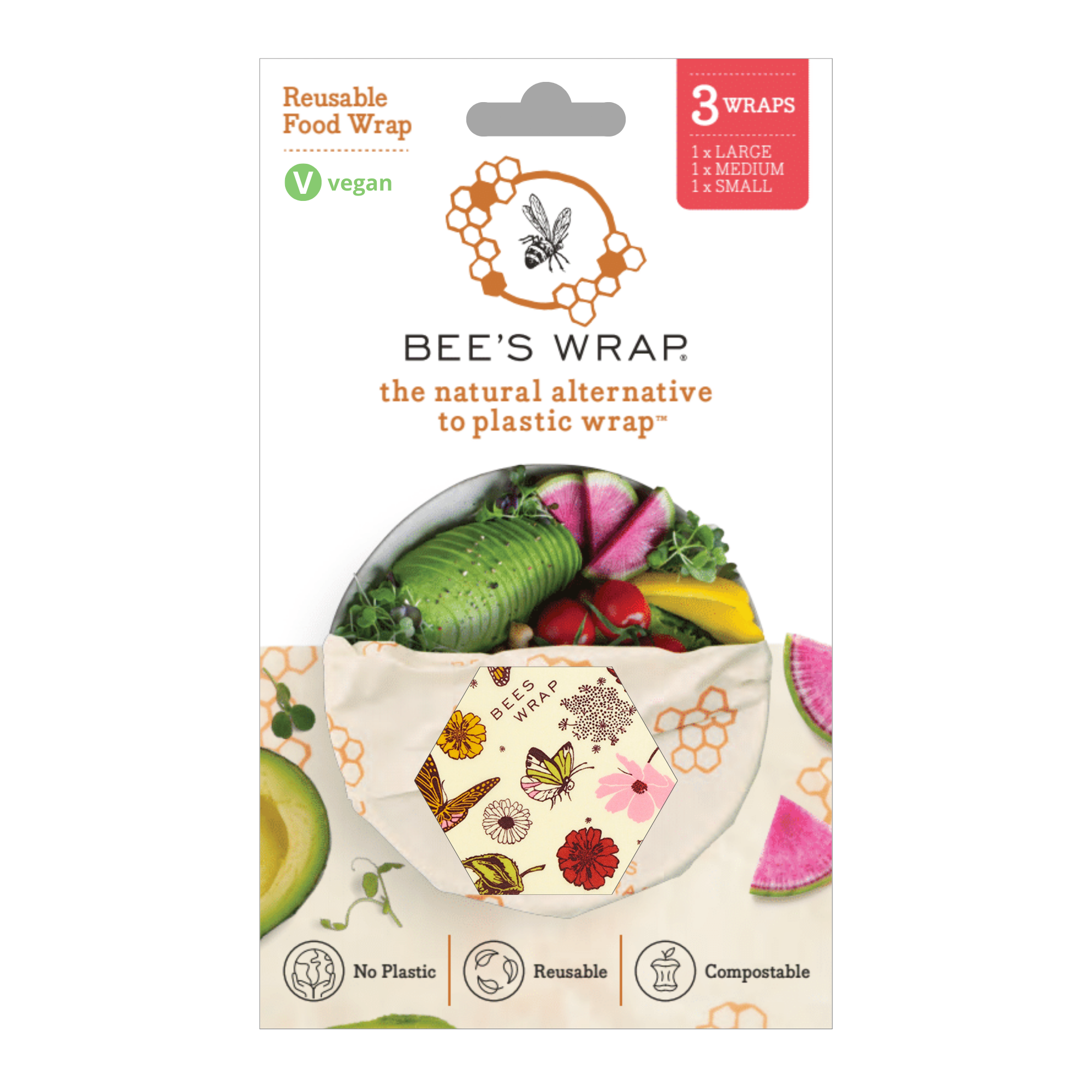 Bee's Wrap - Assorted 3 Pack - Meadow Magic, Plant Based Wax