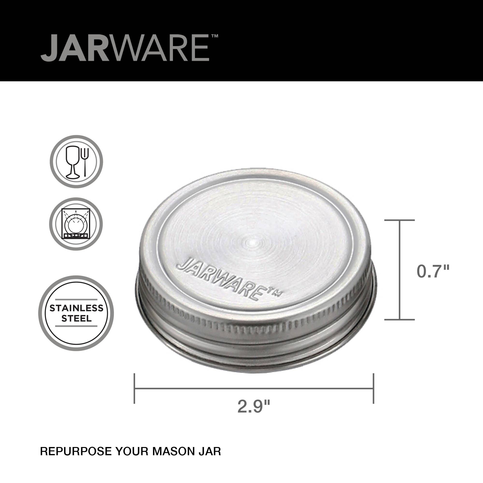 Jarware Stainless Steel Mason Jar Lids, Set of 8
