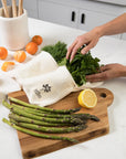 TWO POCKET Reusable Vegetable Storage Bag for Herbs, Snacks
