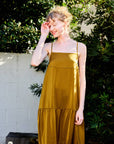 Square Neck Ruffled Hem Cami Midi Dress