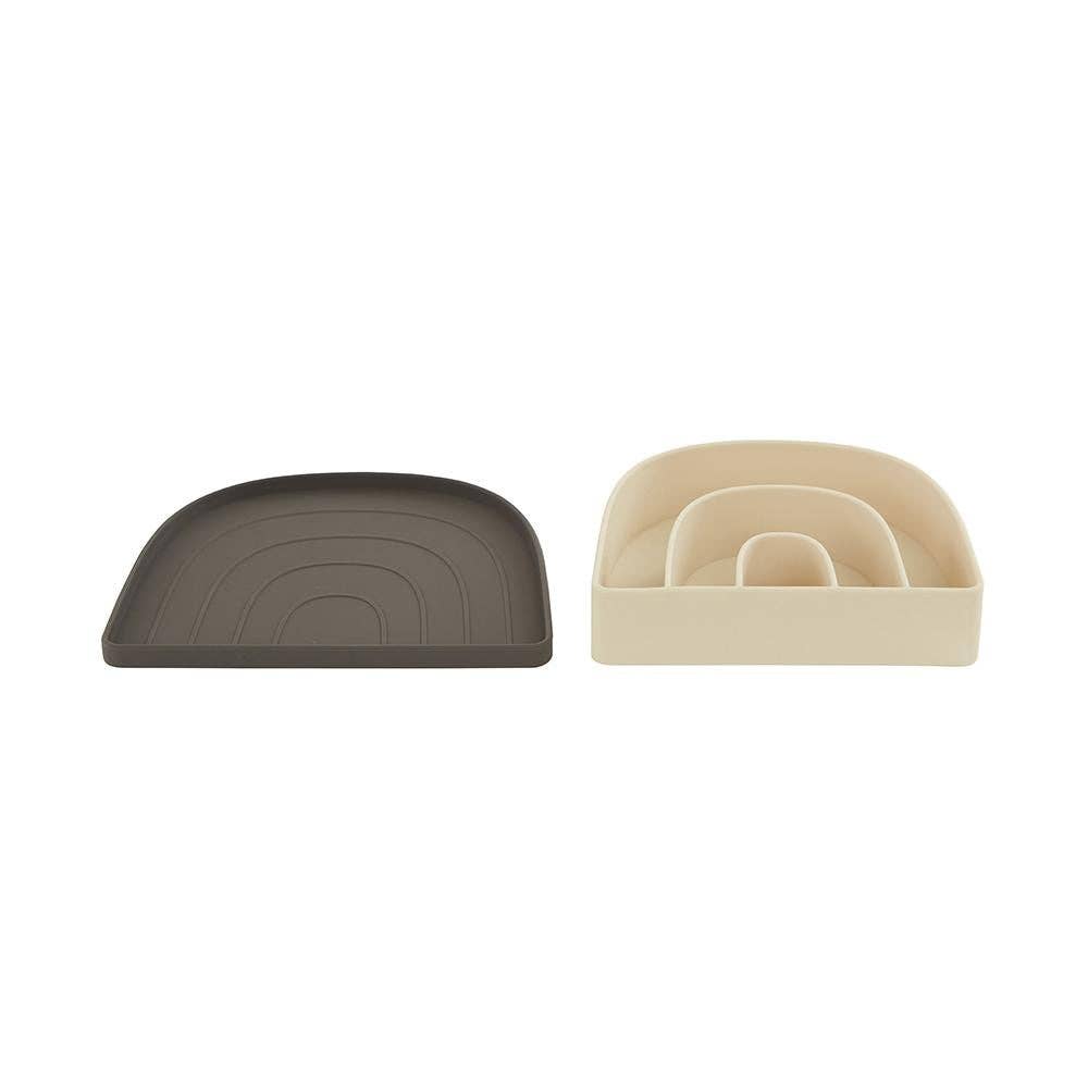 Rainbow Plate &amp; Bowl - Choko/Vanilla