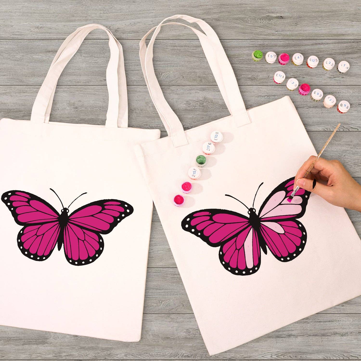 Paint Your Numbers - Pink Flutter Tote Paint by Numbers Kit